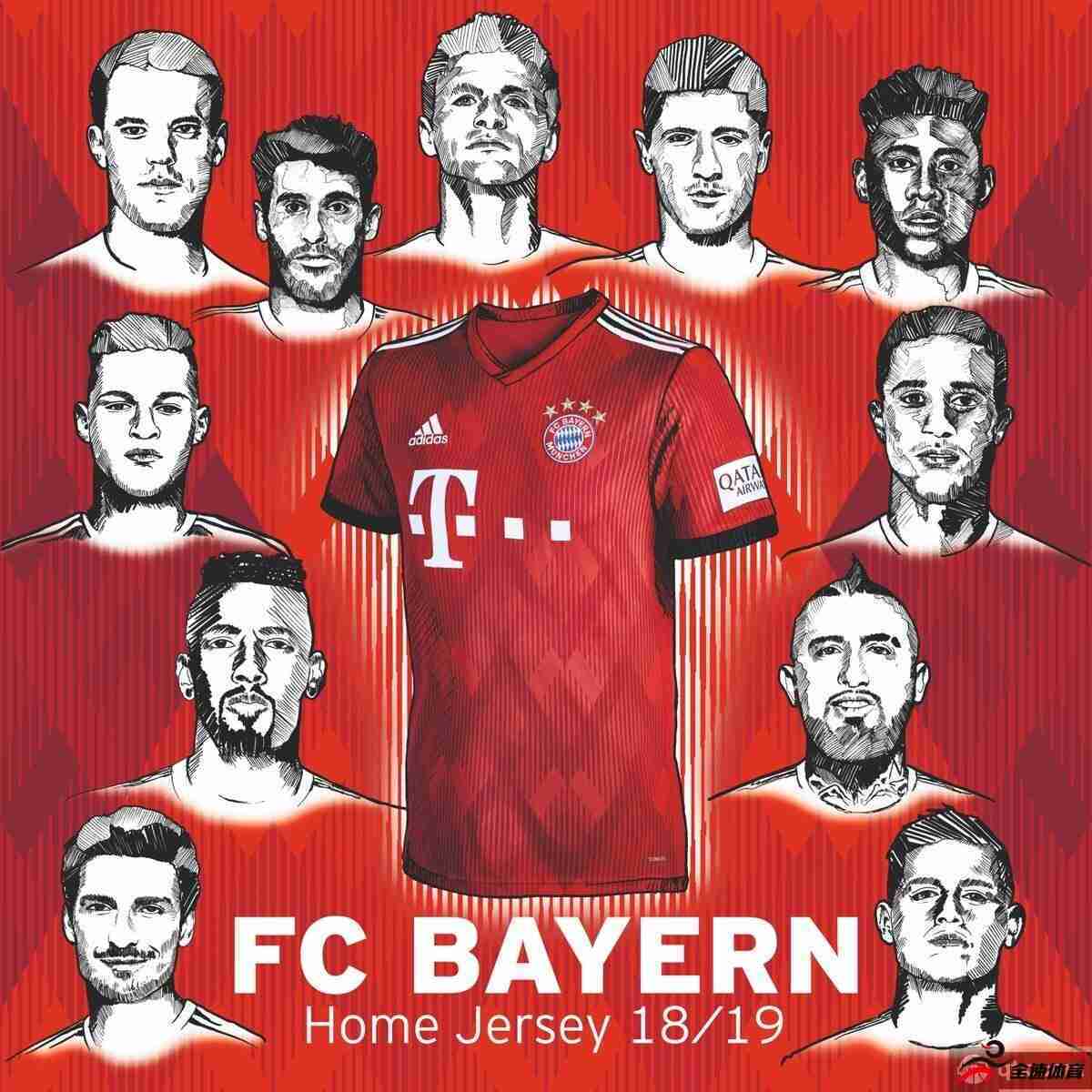 拜仁慕尼黑球衣的官方照已正式公布