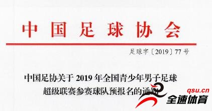 2019青超联赛预报名开启，分U19-U13五个组别