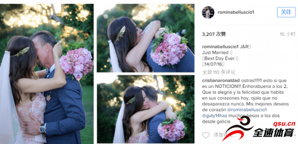 皇家功勋球员古蒂及超模女友发布两人结婚的照片
