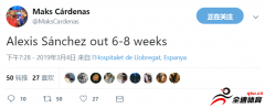 <b>曼联边锋桑切斯将因伤缺阵6至8周</b>