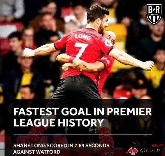 英超球员肖恩-朗以7.69秒创造最快进球记录