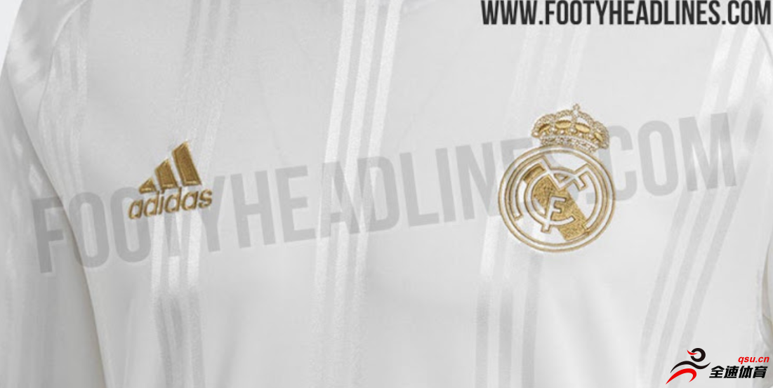 皇马推出2019款的长袖复古球衣，左胸处是皇马的金色队徽