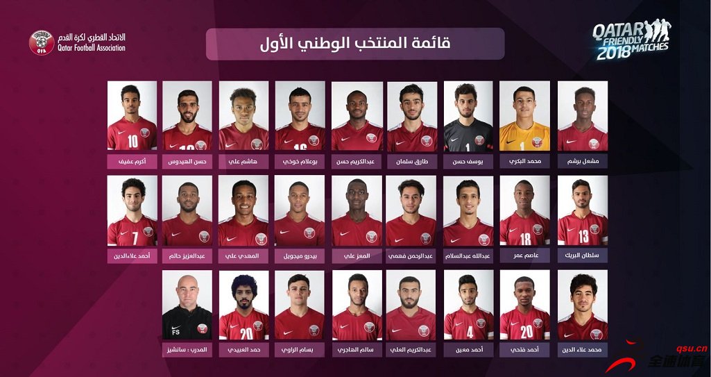 国足对卡塔尔热身赛开始 卡塔尔足协发布了最新一期的集训名单