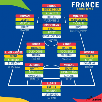 法国国家队阵容深度表
