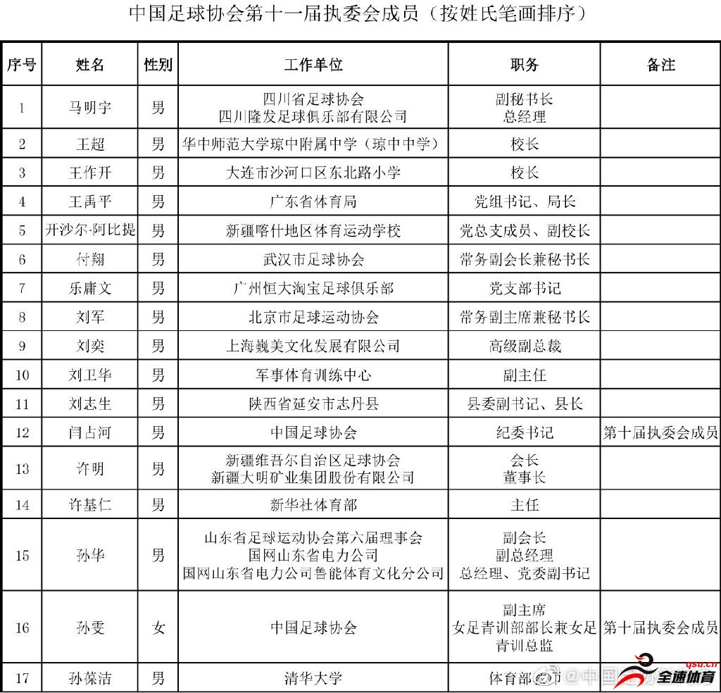 国安老板周金辉没有出现在最后足协公布的执委会名单中
