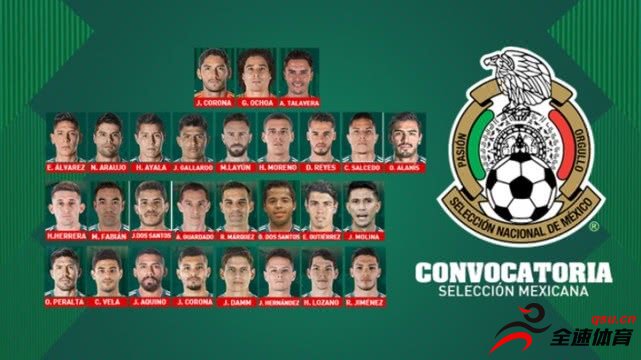 墨西哥足协公布了参加2018年俄罗斯世界杯的28人初选大名单