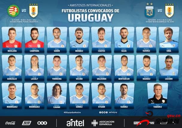 乌拉圭阵容大名单公布