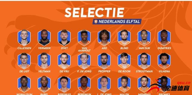 荷兰队最新阵容大名单公布