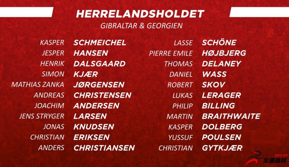 丹麦国家队公布公布了最新一期的国家队大名单