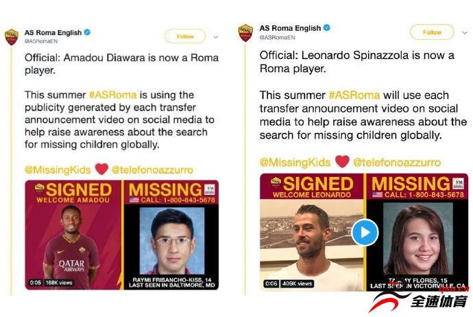 罗马俱乐部已经通过社交媒体帮助人们找回了6名失踪儿童