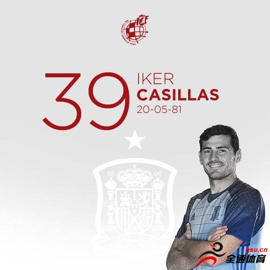 西班牙门神卡西利亚斯迎来了自己39岁的生日