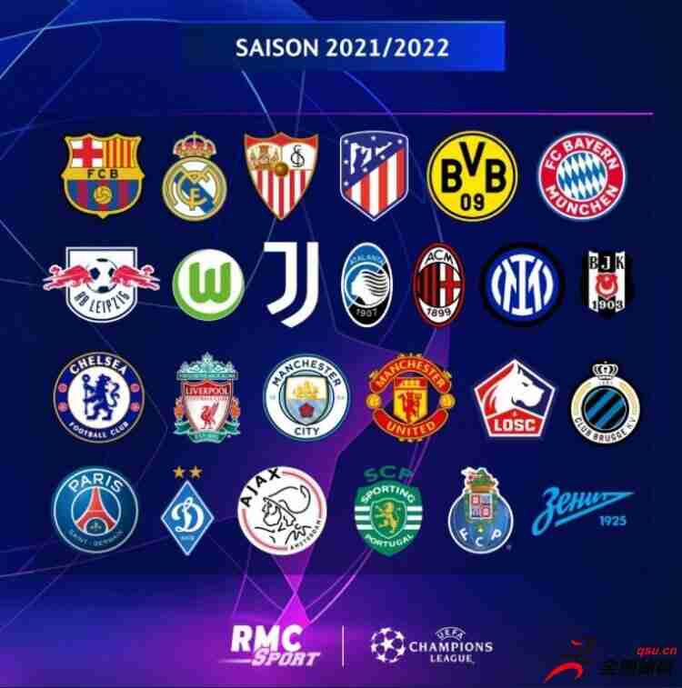 2021-22赛季的冠军联赛中已经确定了25支球队
